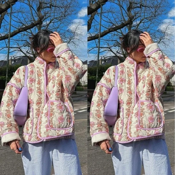 Floral Quilted Chore Barn Jacket Puffer - Picture 8 of 8
